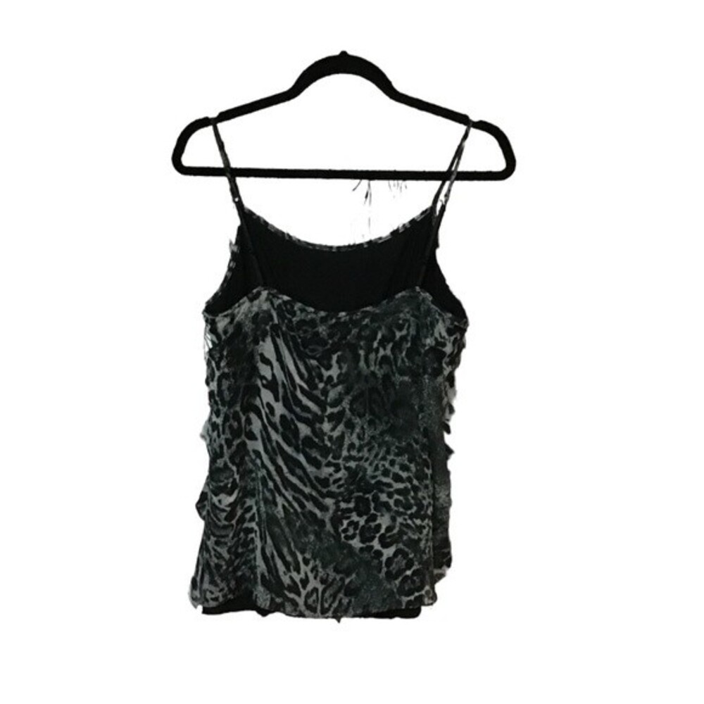 Party occasion tiger print blouse spaghetti strap size M two-tone white/black